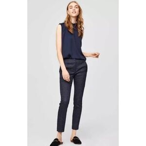 LOFT Marisa Skinny Ankle Trousers‎ Navy Dot Print Slim Pants Size 2 Work Office